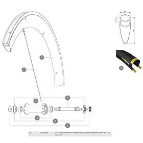 Mavic Spokes Comete Pro Carbon Rear Left 12 Units Svart 301 mm