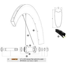 Mavic Spokes Comete Pro Carbon Sl Disc Tdf Front/rear Left 12 Units Svart 254 mm