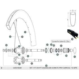 Mavic Comete Pro Carbon Sl T Front 2 Units/rear Right 1 Unit Spokes Svart 247/25