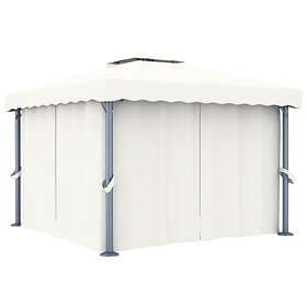 Be Basic Paviljong med gardin 3x3 m kremhvit aluminium Krem