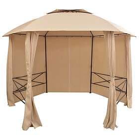 Be Basic Hagepaviljong med gardiner heksagonal 360x265 cm