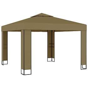 Be Basic Paviljong med dobbelt tak 3x3x2.7 m gråbrun 180g/m² Taupe